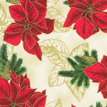 Holiday Flourish - Forest Glen - Robert Kaufman - 23700 - 84 - Cream