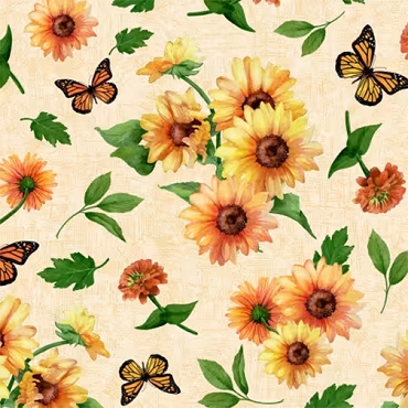 Sunshine Whispers - Wilmington Prints - 28654 - 275 - Cream Sunflowers All Over