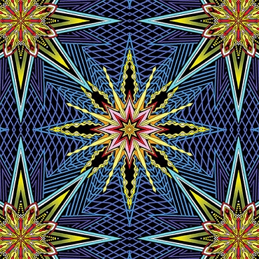 What If? - Paula Nadelstern - Benartex - Radio Star - 5355 - B - Blue/Multi