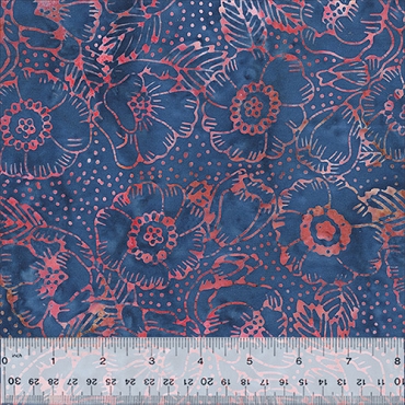 Blush & Blues - Anthology Batiks - 2804Q - X - Gardenias - Blue