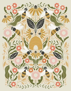 Moda - Bee Garden Metallic Panel - 48418 - 11M - Porcelain  