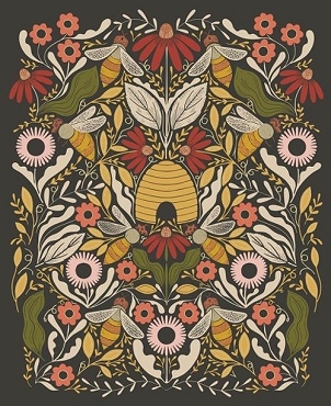 Moda - Bee Garden Metallic Panel - 48418 - 21M - Black