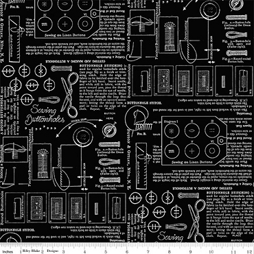 Sew America - Riley Blake - Sewing Notes - C17348 - Black