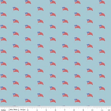 Sew America - Riley Blake - USA Flags - C17353 - Blue