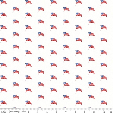 Sew America - Riley Blake - USA Flags - C17353 - White