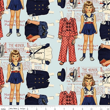 Sew America - Riley Blake - Navy Scout Paper Doll - CD-17344 -Blue