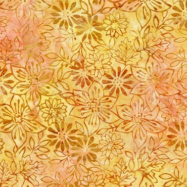 Tonga Batik - B2701 - Autumn Florals - Straw
