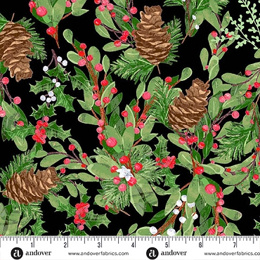 Midnight Winter Greenery - Andover - A - 1508 - K