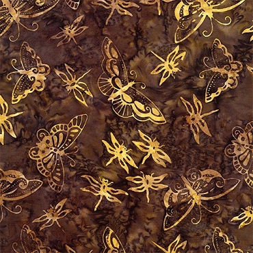 Tonga Batik - Timeless Treasures - B8179 - Butterflies and Dragonflies - Chestnut