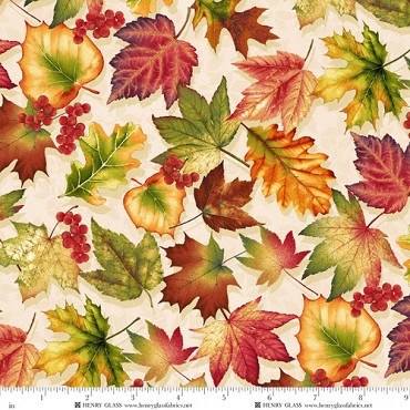 Oak and Berry - Henry Glass - 3652 - 44 - Cream