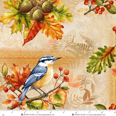 Oak and Berry - Henry Glass - 3657 - 44 - Cream Multi