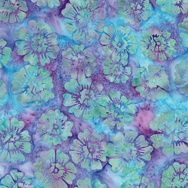 Island Batik - Floral Tossed - Multi Purple Green Flourite
