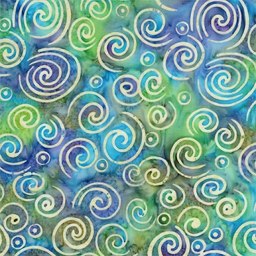 Island Batik - Spiral - Multi  Green Purple Mardi Gras