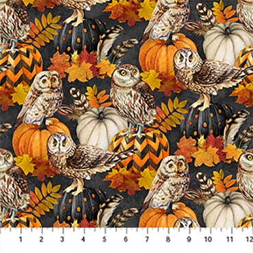 Night Owl - Northcott - DP28846 - 96 - Owl & Feathers