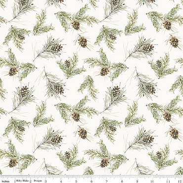 Holiday Spirit - Riley Blake - Pinecones - 17464 - Cream 
