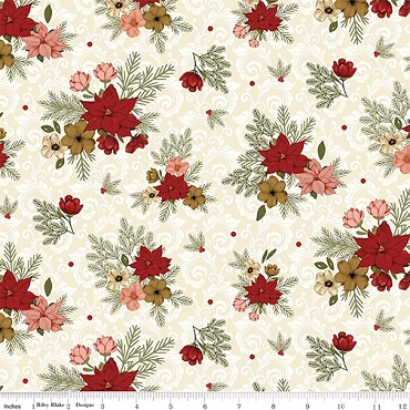 Christmas Greetings - Riley Blake - Floral - 17661 - Cream
