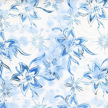 Tonga Wallfowers - Timeless Treasures - B8786 - Tropical Flowers & Stars Bursts - Ice