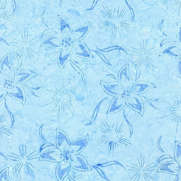 Tonga Wallfowers - Timeless Treasures - B8786 - Tropical Flowers & Stars Bursts - Sky