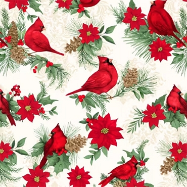 Cardinal Charm - Wilmington Prints - 39929 - 137 - Large All Over Cream