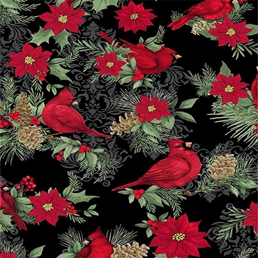 Cardinal Charm - Wilmington Prints - 39929 - 937 - Large All Over Black