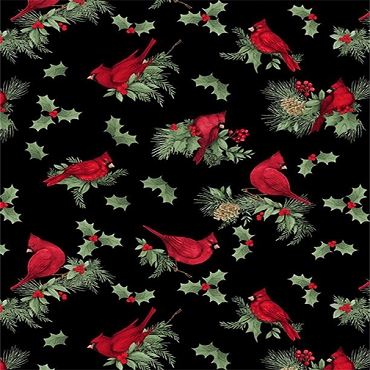 Cardinal Charm - Wilmington Prints - 39930 - 973 - Cardinal Toss Black