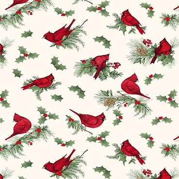 Cardinal Charm - Wilmington Prints - 39930 - 173 - Cardinal Toss Cream