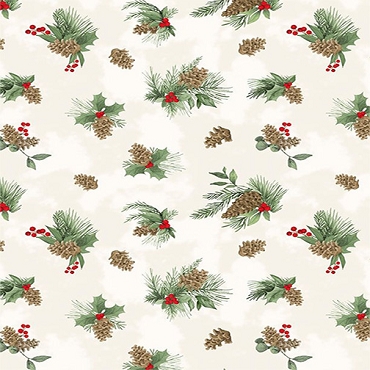 Cardinal Charm - Wilmington Prints - 39931 - 172 - Pine Cone Toss Cream