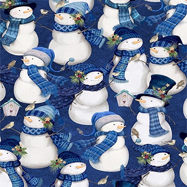 Let it Snow-Man! - Wilmington Prints - 27753 - 441 - Packed Snowmen Dark Blue