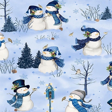 Let it Snow-Man! - Wilmington Prints - 27754 - 414 - Scenic Snowmen Light Blue