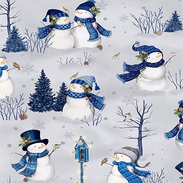 Let it Snow-Man! - Wilmington Prints - 27754 - 914 - Scenic Snowmen Gray