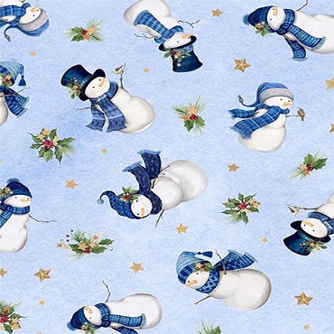Let it Snow-Man! - Wilmington Prints - 27755 - 417 - Snowmen Toss Light Blue