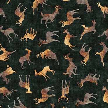 BUCK WILD - QT Fabrics - Deer Silhouettes - 30806 - F - JUNIPER