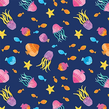 Swim With Me -  Benartex - Tropical Fish - 15056 - 56 - Navy