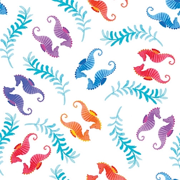 Swim With Me -  Benartex - Seahorses - 15058 - 09 - White