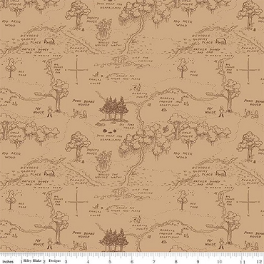 Winnie the Pooh - Riley Blake - Map - 17001 - Brown