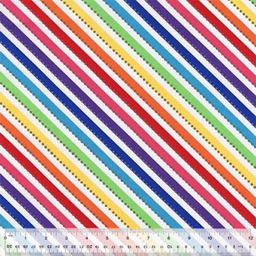 Be Colourful - Anthology Batiks - 77Q - 14 - Magic Bias Stripe - White Rainbow