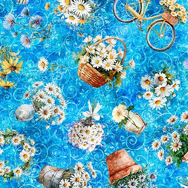 QT Fabrics -Daisy Delights - 32151B - Blue