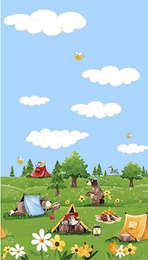 Barron Goes Camping - Clothworks - Border Light Blue - 20455 - 710