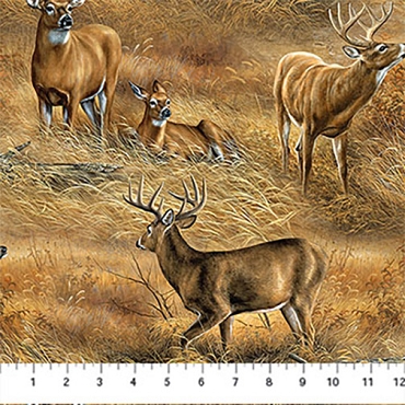 Naturescapes Birchwood - Northcott - 29108 - 14 - Field of Deer - Tan Multi