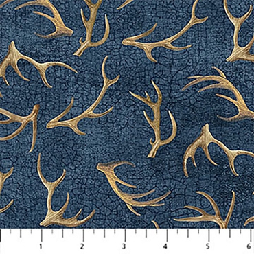 Naturescapes Birchwood - Northcott - 29109 - 45 - Antlers - Dk Blue Multi