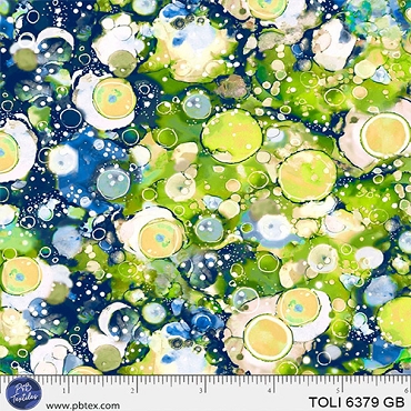 Tree of Life - P & B Textiles - 6379 - Green blue  - Abstract Allover