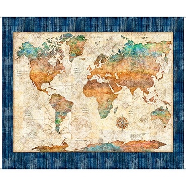 September 2026 - Miscellaneous - QT Fabrics - American Heritage - Piano Keys - 322Nauticus - World Map Multi - 32049