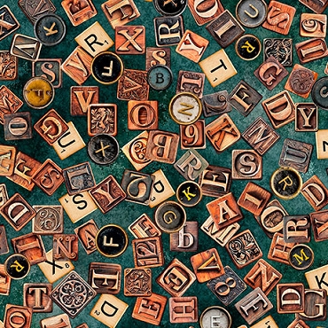 September 2026 - Miscellaneous - QT Fabrics - Book Club - Letters - 32257 - teal