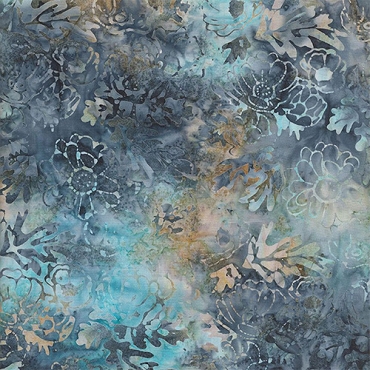 Tonga Batik - Quiltworx - Misty Beaches - B3732 - Harvest Floral -Neptune