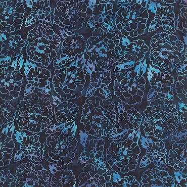 Tonga Batik - Quiltworx - Misty Beaches - B4328 - Packed Flowers  - Midnight
