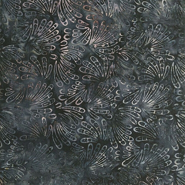 Tonga Batik - Quiltworx - Misty Beaches - B4329 - Leaf Fans - Slate