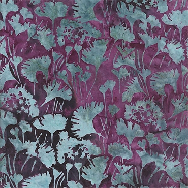Tonga Batik - Quiltworx - Misty Beaches - B3729 - Shadowy Leaves - Plum