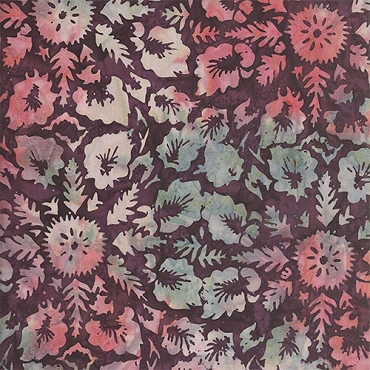 Tonga Batik - Quiltworx - Misty Beaches - B3730 - Water Leaves - Raisin
