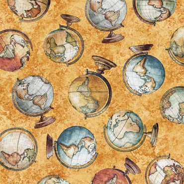 GLOBETROTTER -  QT Fabrics - Globes - 30532 - O - Apricot